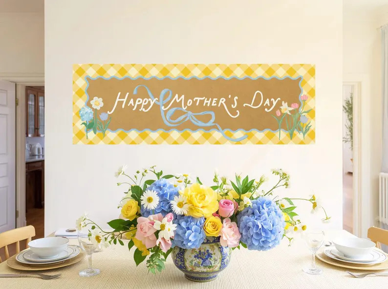 English Cottage Mother’s Day Banner Printable, Happy Mother’s Day Poster, Floral Decor, 2x6 W... | Etsy (Global)