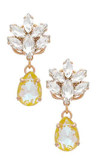 Omega Clasp Crystal Cluster Earrings in Yellow, Crystal & Gold | Revolve Clothing (Global)