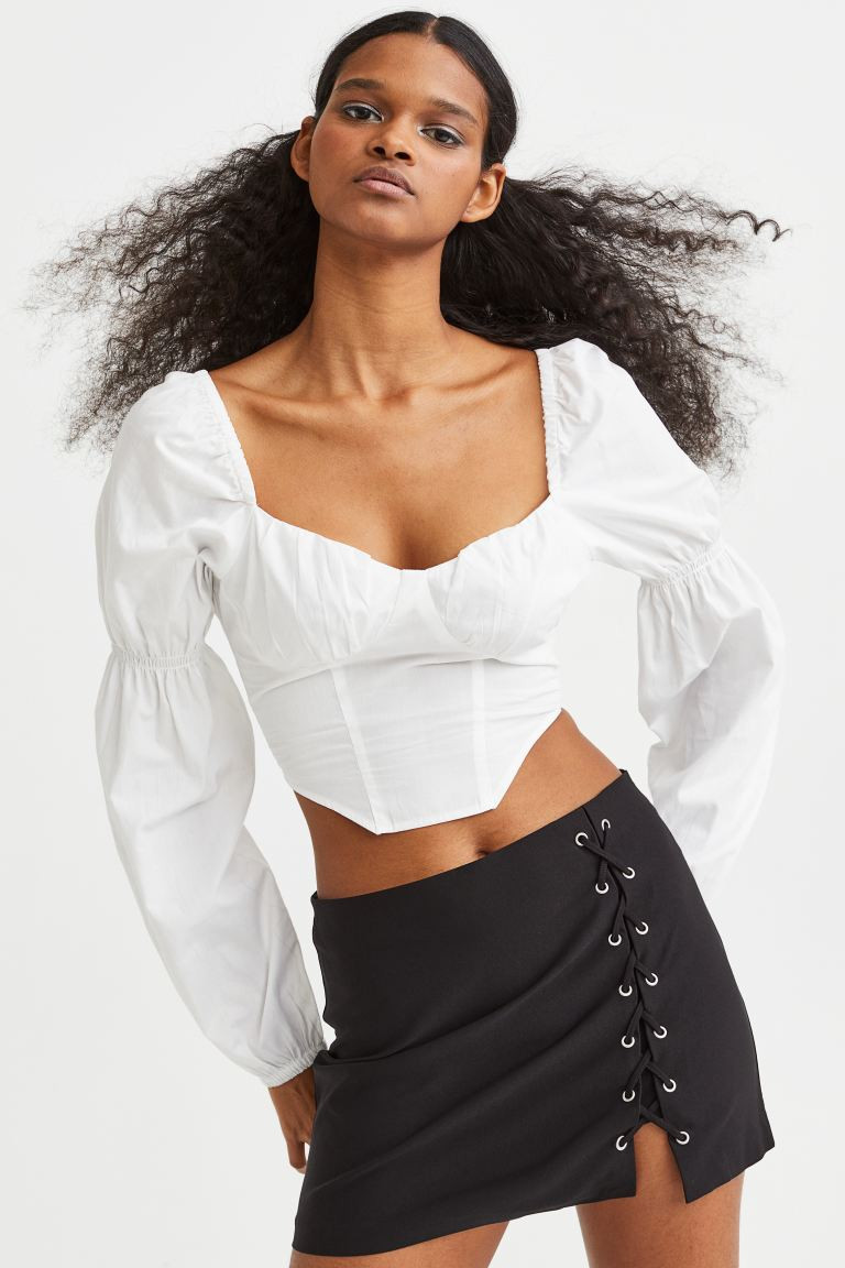 Puff-sleeved Crop Blouse | H&M (US + CA)