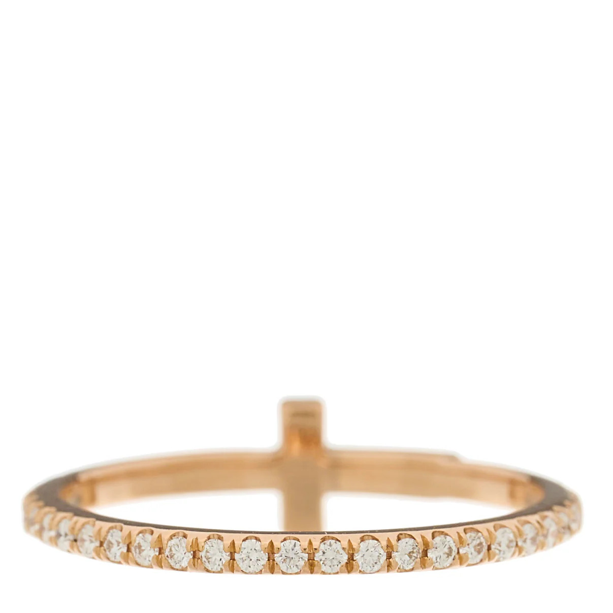 18K Rose Gold Diamond T Wire Pave Ring 48 4.5 | FASHIONPHILE (US)