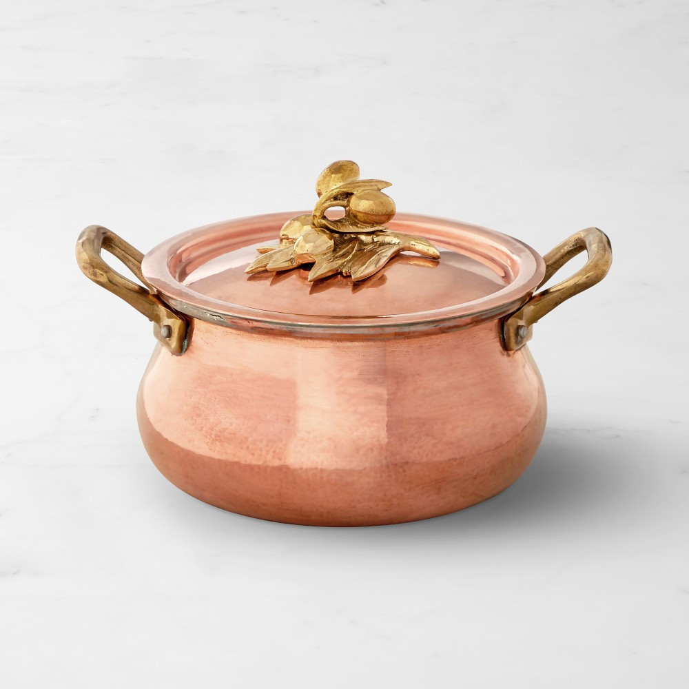 Ruffoni Historia Hammered Copper Belly Stock Pot with Olive Knob, 3.5-Qt. | Williams-Sonoma
