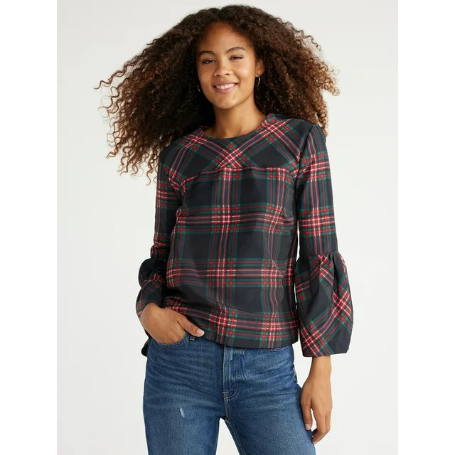 Free Assembly Women's Top with Long Bell Sleeves, Sizes XS-XXXL | Walmart (US)