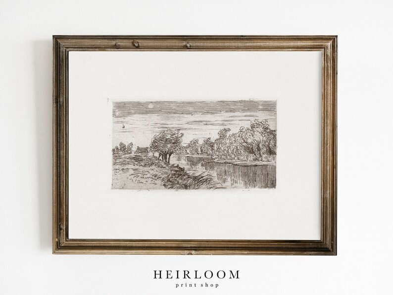 Antique Drawing | River Landscape | Downloadable Art | PRINTABLE | 174 | Etsy (US)