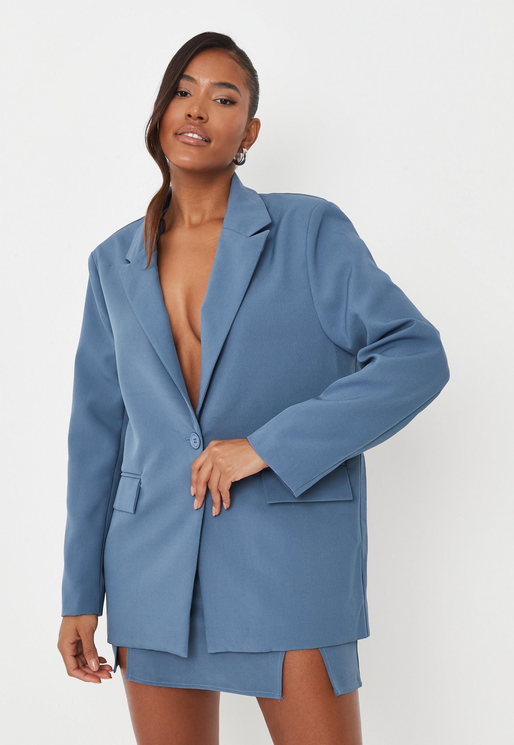 Missguided - Blue Tailored Oversized Blazer | Missguided (US & CA)