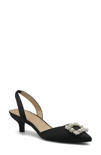 Adrienne Vittadini Suza Embellished Slingback Pump in Black-St at Nordstrom Rack, Size 8.5 | Nordstrom Rack
