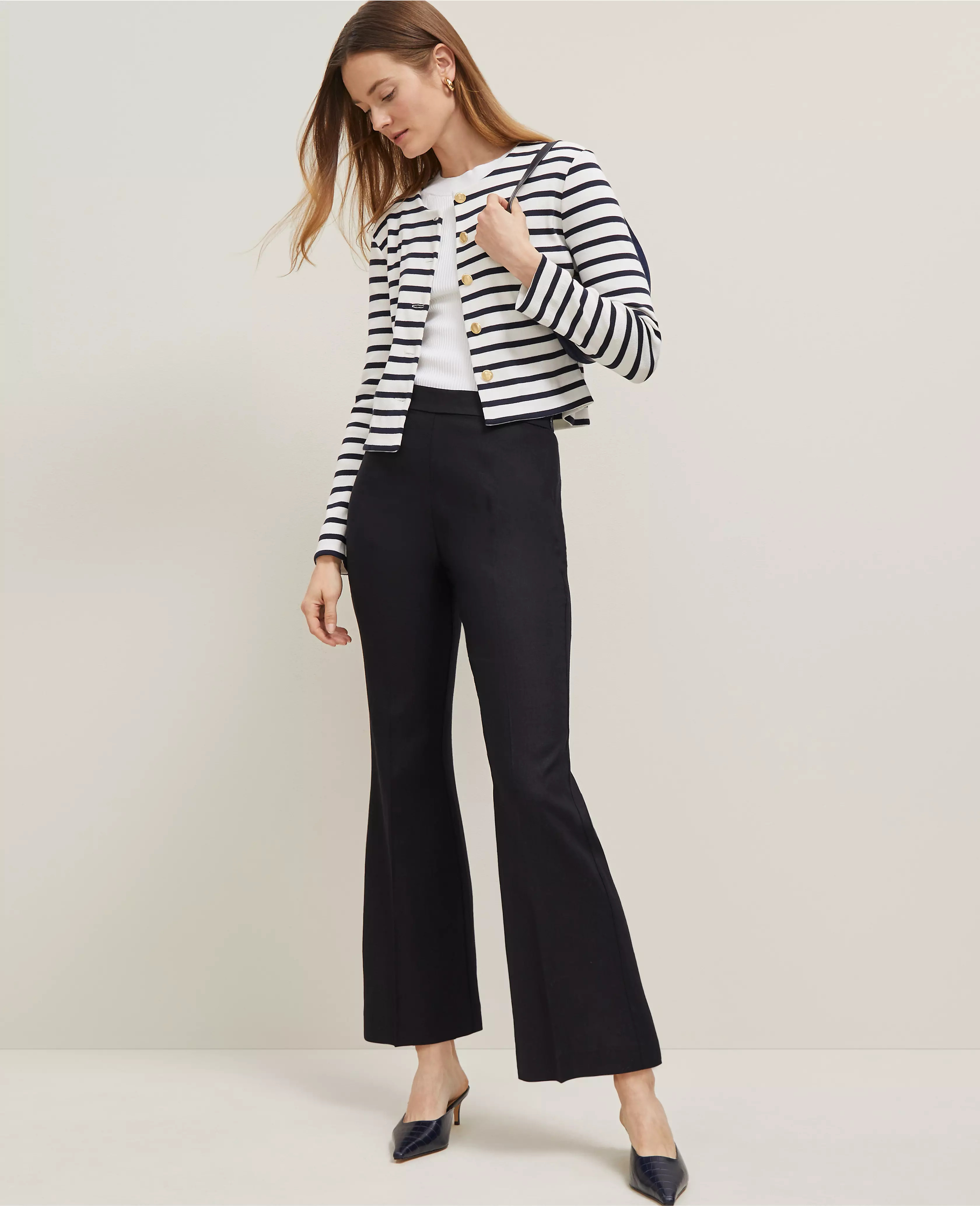 The Flare Ankle Pant in Linen Blend | Ann Taylor