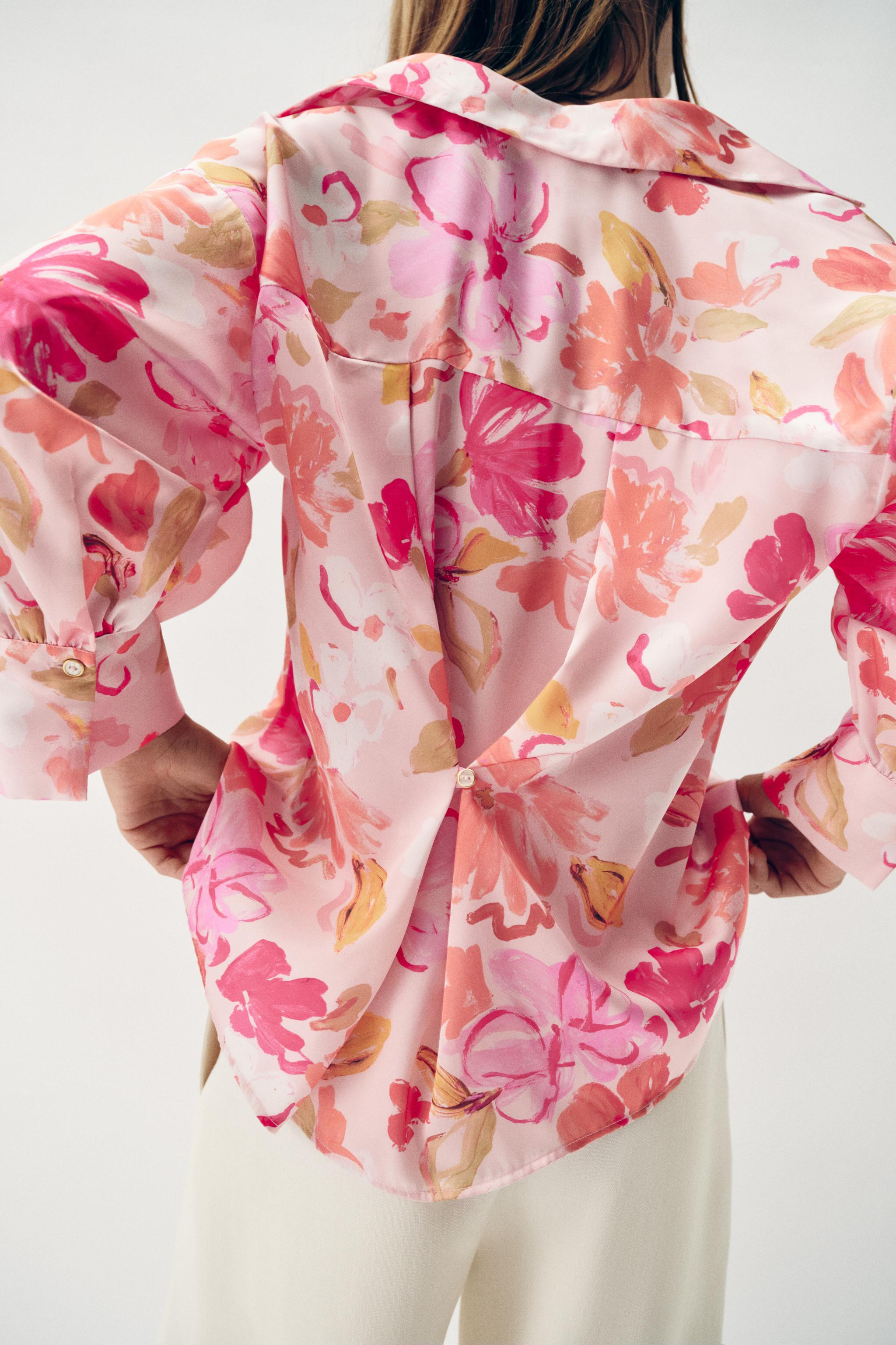 FLORAL PRINT SATIN EFFECT SHIRT | Zara US