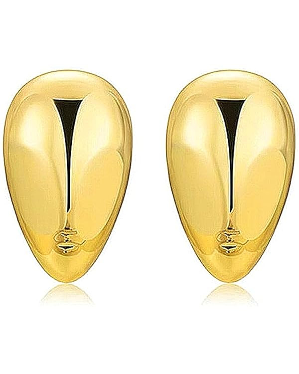 Chunky Gold Earrings for Women Minimalist Oval Statement Earrings Lightweight Geometric Ellipse D... | Amazon (US)