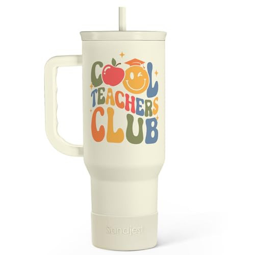 Cool Teacher Club Tumbler 40oz, Stainless Steel Insulated Coffee Travel Cup with Handle, Teacher Appreciation Gifts for Women, Teachers Gift for Valentines Birthday Farewell Christmas Teacher's Day | Amazon (US)