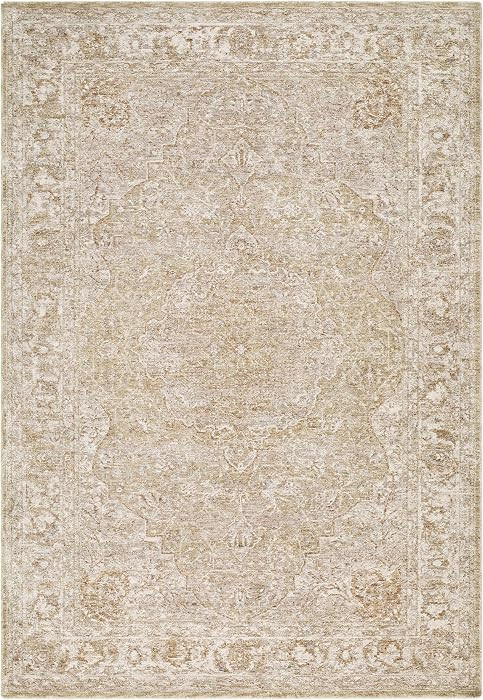 BoutiqueRugs Ivory Medallion Traditional 8x10 Large Area Rug Medium Gray Tan Light Brown Bordered... | Amazon (US)