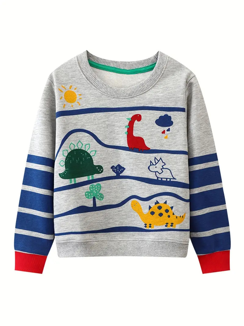 Cartoon Dinosaur Boys Sweater Round Neck Long Sleeve Stretch - Temu | Temu Affiliate Program