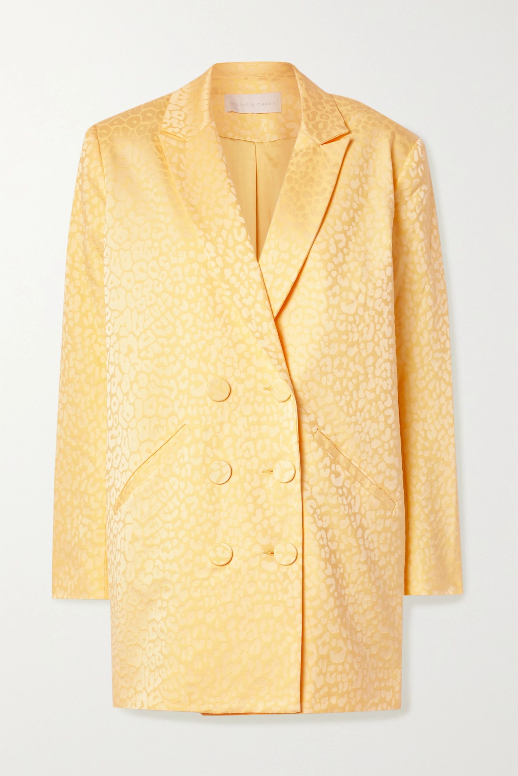 Pastel yellow Double-breasted cotton-blend jacquard mini dress | Michelle Mason | NET-A-PORTER | NET-A-PORTER (US)