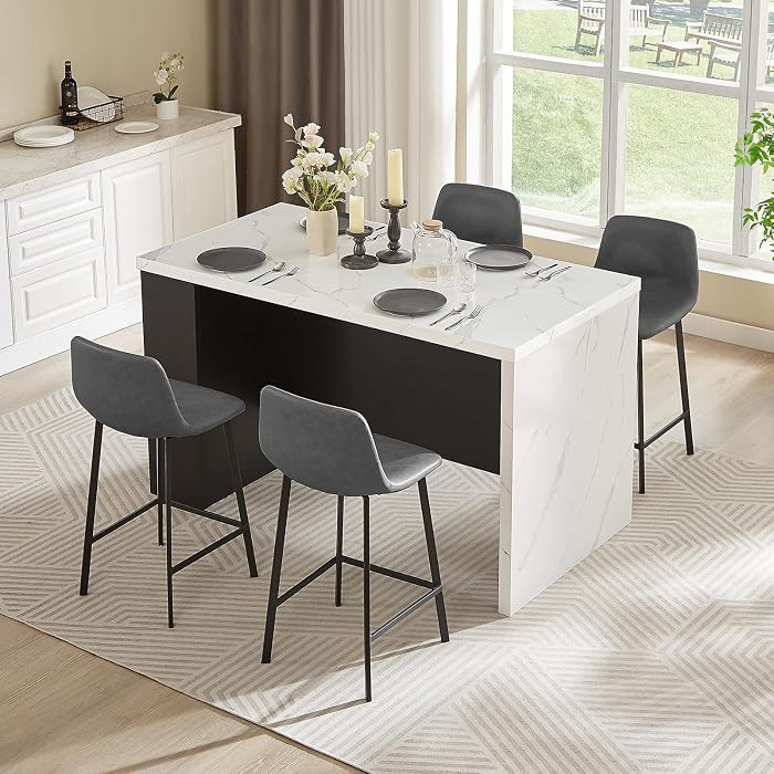 61 x 31 Inch Whole Board of Tabletop Kitchen Island Table with Storage Space, Power Outlet & LED ... | Amazon (US)
