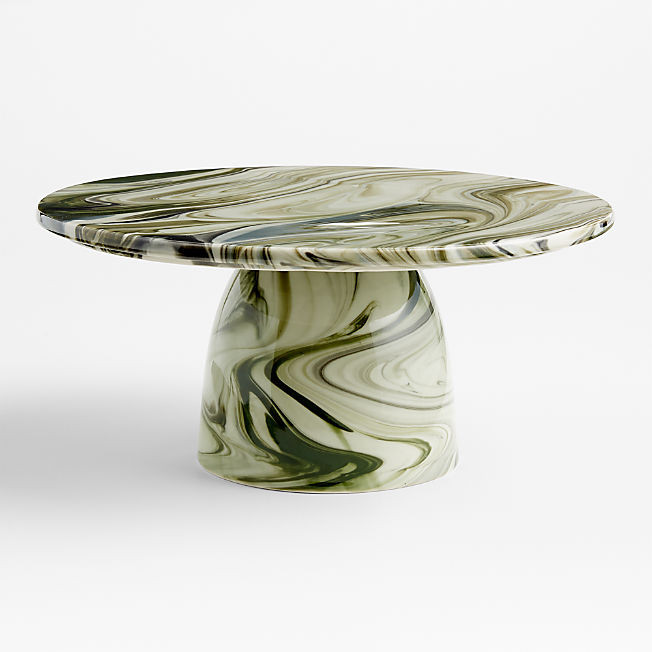 Simone Marbleized Stoneware Cake Stand + Reviews | Crate & Barrel | Crate & Barrel
