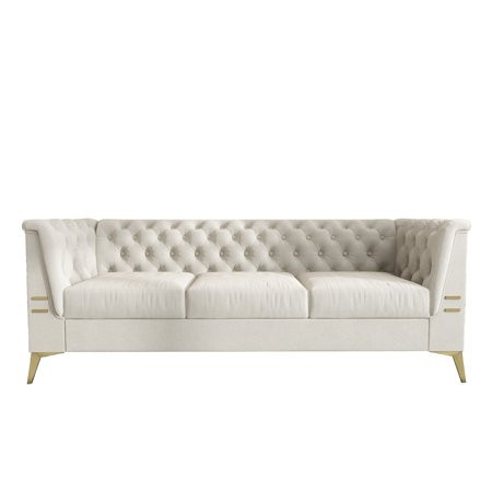 30.91 H x 82.67 W x 30.31 D Beige Chesterfield Sofa Couch | Walmart (US)