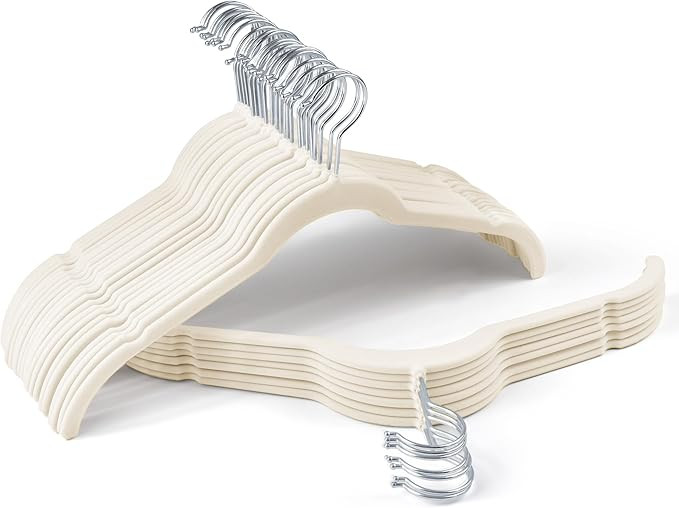 Premium Velvet Shirt Hangers 30 Pack, Non-Slip 360° Swivel Hook Slim Flocked Coat Hanger, Space ... | Amazon (US)