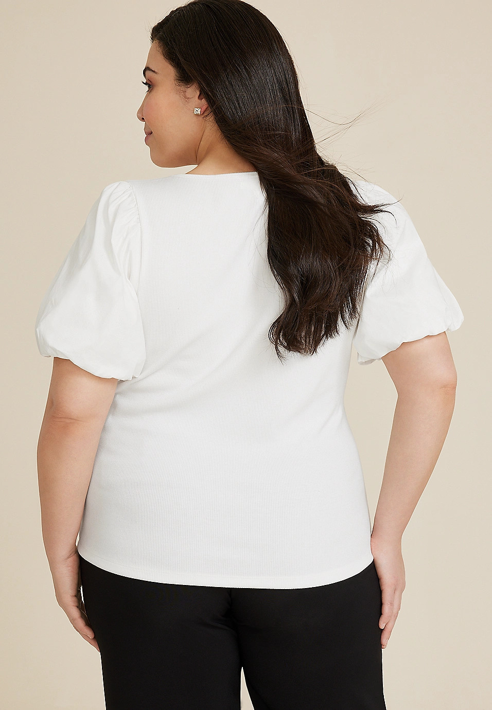 Plus Size Poplin Puff Sleeve Blouse | Maurices