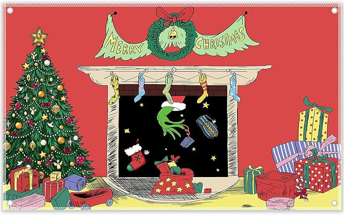 72x43inch Polyester Merry Christmas Fireplace Backdrop Christmas Xmas Winter Photography Backgrou... | Amazon (US)