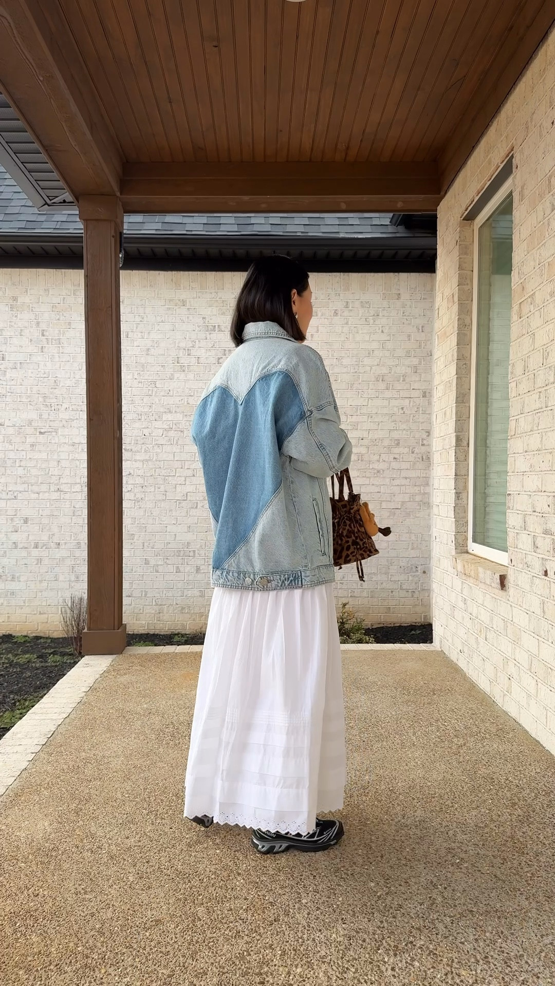 Sizing: wearing Small in vest, XS in maxi skirt. Heart denim jacket is old Zara purchased via eBay. 

Love a good crisp white maxi skirt for warmer weather, and this tiered version is the one for me! It’s 100% cotton and I love how comfortable, not see through, and chic it is. Perfect with sandals in spring and summer, but I opted for sneakers right now (maybe even a touch of the “Wrong Shoe Theory”).