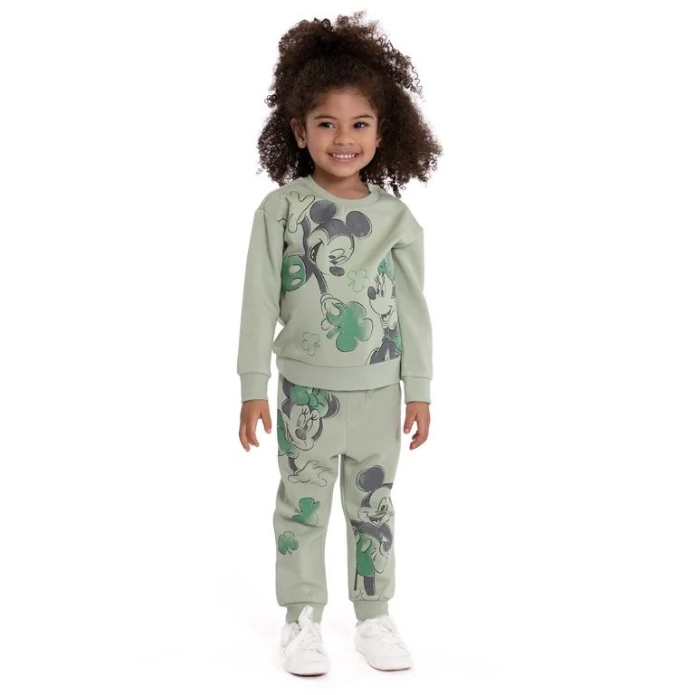 Disney Minnie and Mickey Toddler Girls St. Patrick's Day Pullover and Joggers Set, 2-Piece | Walmart (US)