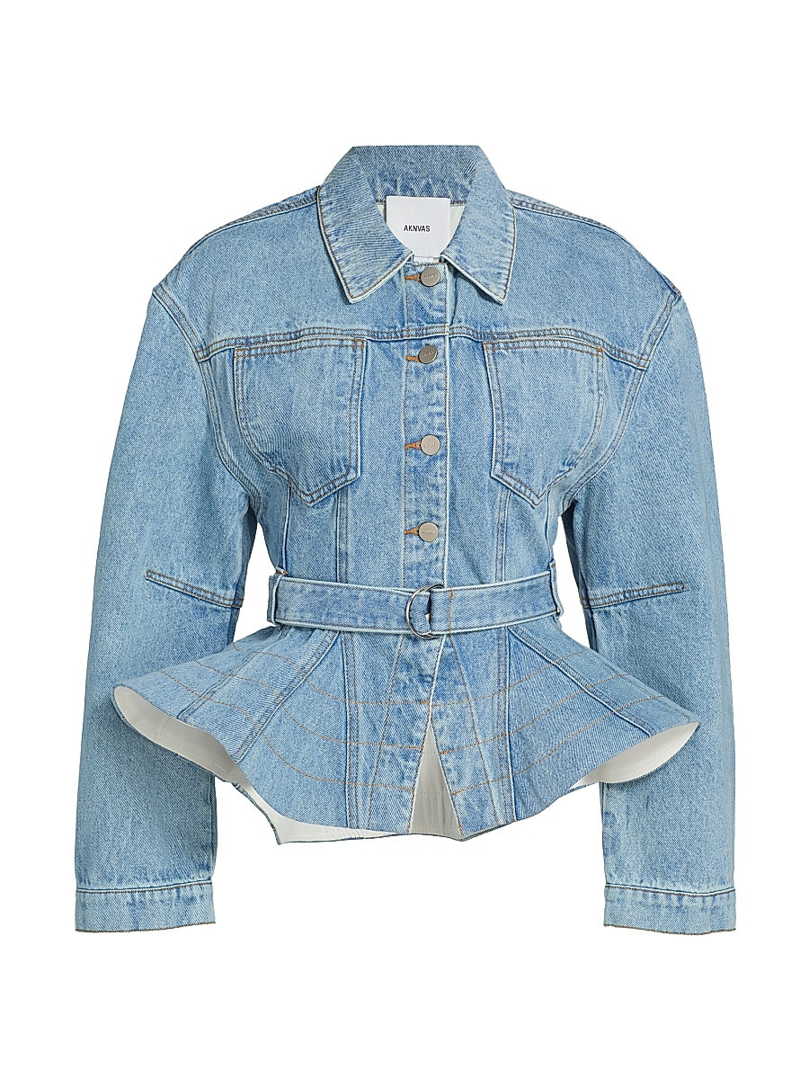 Women's Alex Ruffled Denim Jacket - Sky Blue Denim - Size 4 | Saks Fifth Avenue