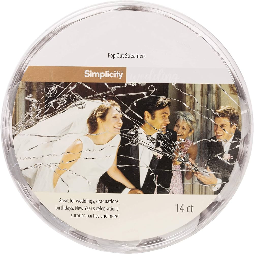 Simplicity 5073740001 No-Mess Pop Out Wedding Send Off Streamer Tubes, Silver, 4.2"H, 14pcs | Amazon (US)