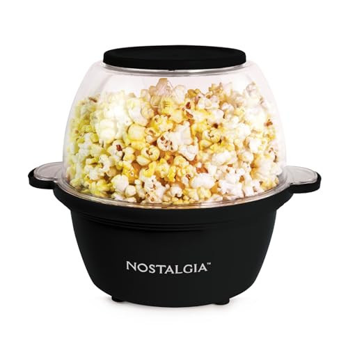 Nostalgia 2-Quart Stirring Popcorn Popper - Quick-Heat Technology - Makes 8 Cups of Popcorn - Includes Kernel Measuring Cup - Perfect for Birthday Parties, Movie Nights, and More - Black | Amazon (US)