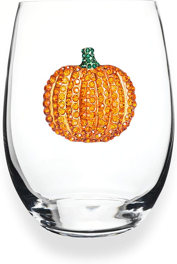 THE QUEENS' JEWELS Pumpkin Jeweled Stemless Wine Glass - Unique Gift for Women, Birthday, Cute, F... | Amazon (US)