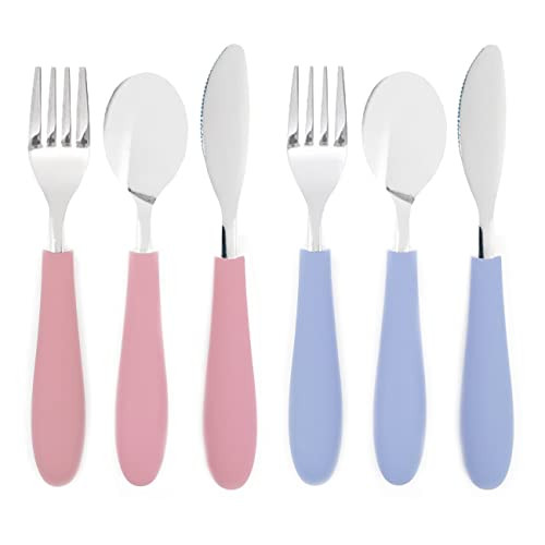 Elk and Friends Kids Silverware with Silicone Handle | Childrens Safe Flatware | Kids Utensils | Spoon + Fork + Knife set | 4 years+ | 6 Pieces | Amazon (US)