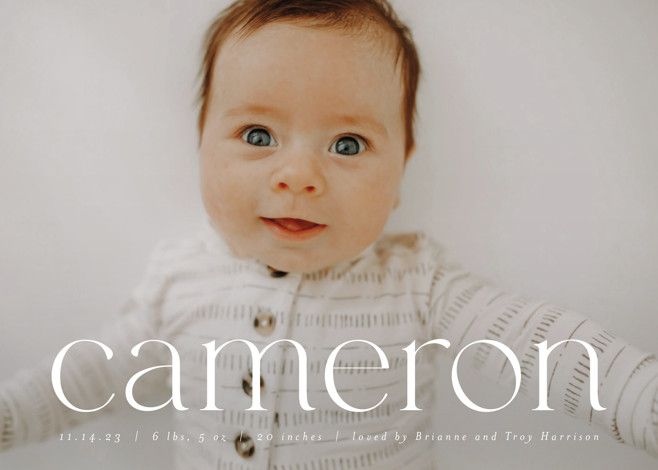 "Classy Name" - Customizable Birth Announcements in White by Ekko Studio. | Minted