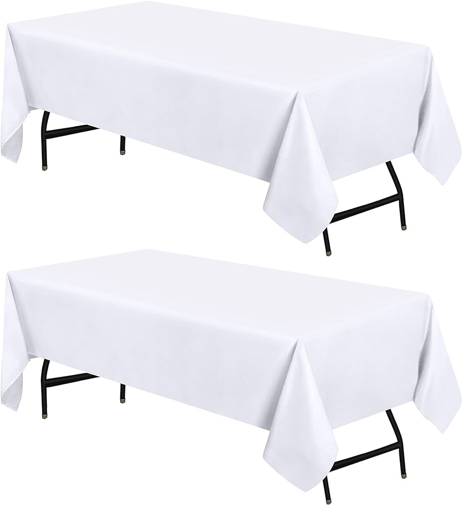 Utopia Kitchen Rectangle Table Cloth 2 Pack [60x102 Inches, White] Tablecloth Machine Washable Fa... | Amazon (US)