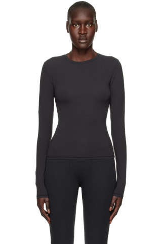 SKIMS - Black Fits Everybody Long Sleeve T-Shirt | SSENSE