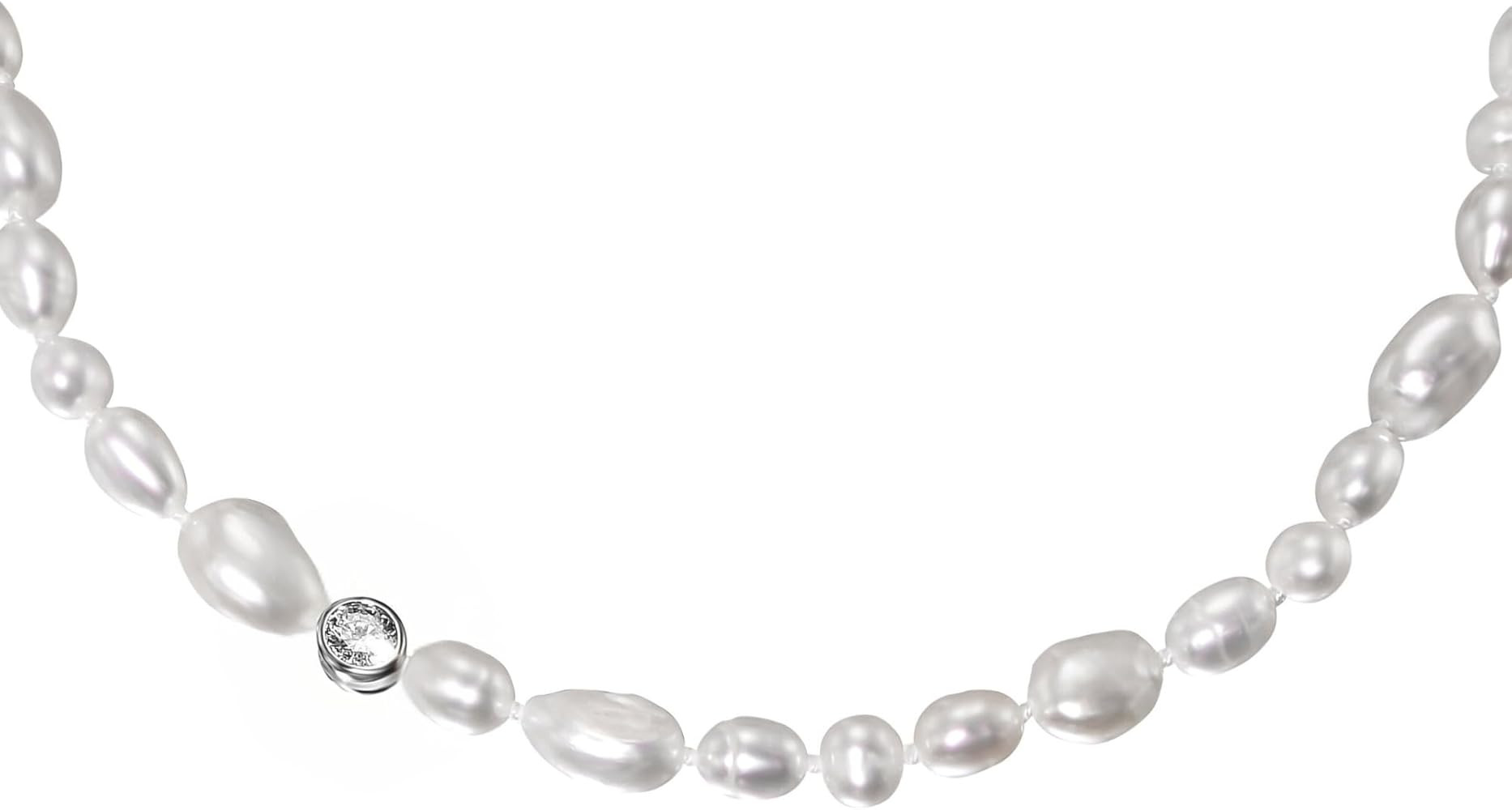 0.30ct Lab Grown Diamond (D-E/VS) and 55/64 Freshwater Cultured Pearls on 18K White Gold Plated S... | Amazon (US)