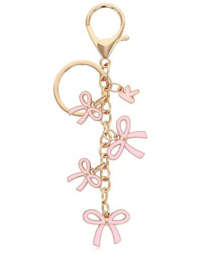 Popizard Bow Purse Charms Keychain - K Pink Bow Alphabet Letter Key Chain, Bag Charms Wallet | Amazon (US)