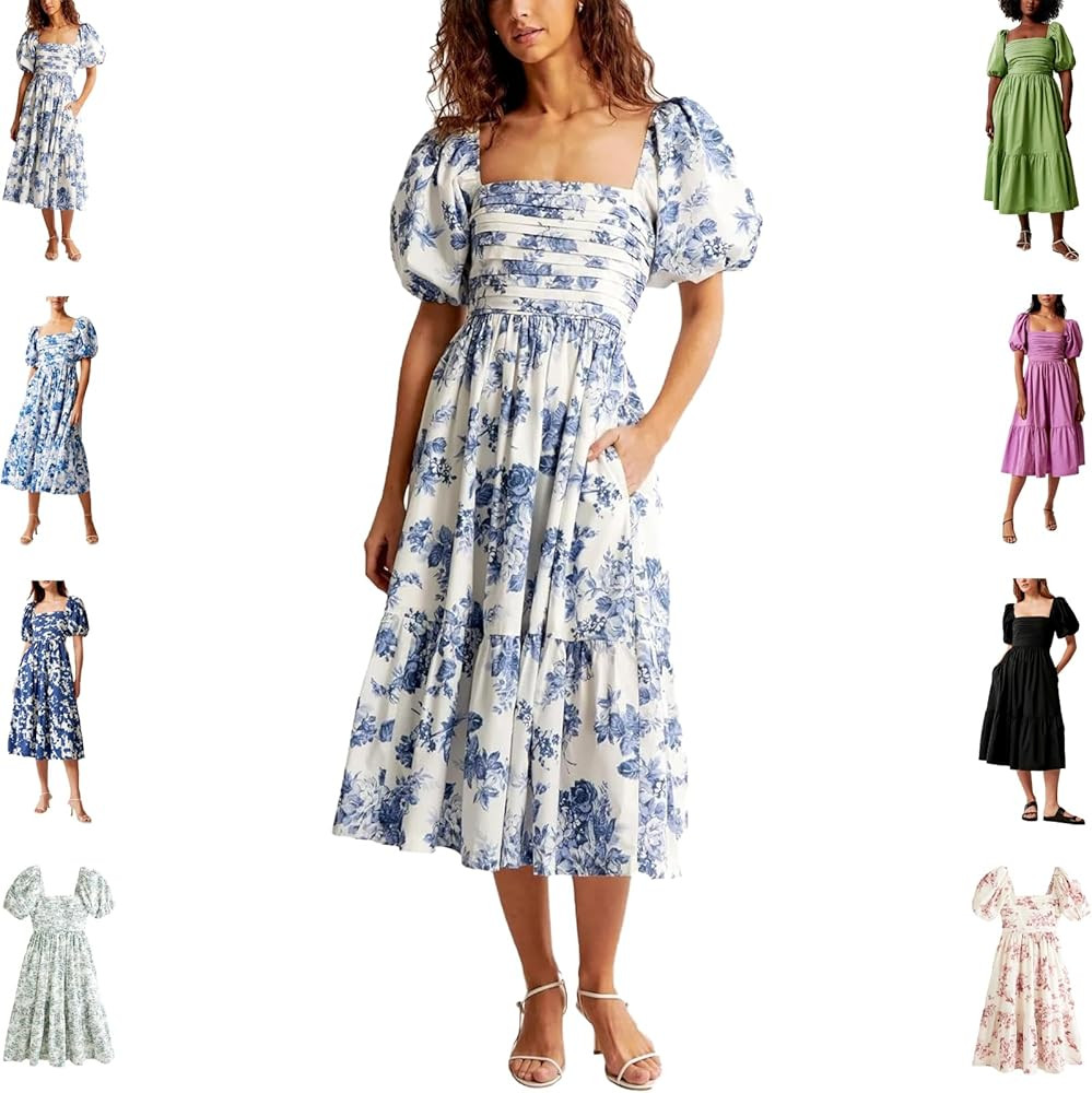 Hive Babe Dress, Summer Casual Flowy Beach Floral Ruffle Maxi Dress for Women, Hive Babe Dress wi... | Amazon (US)