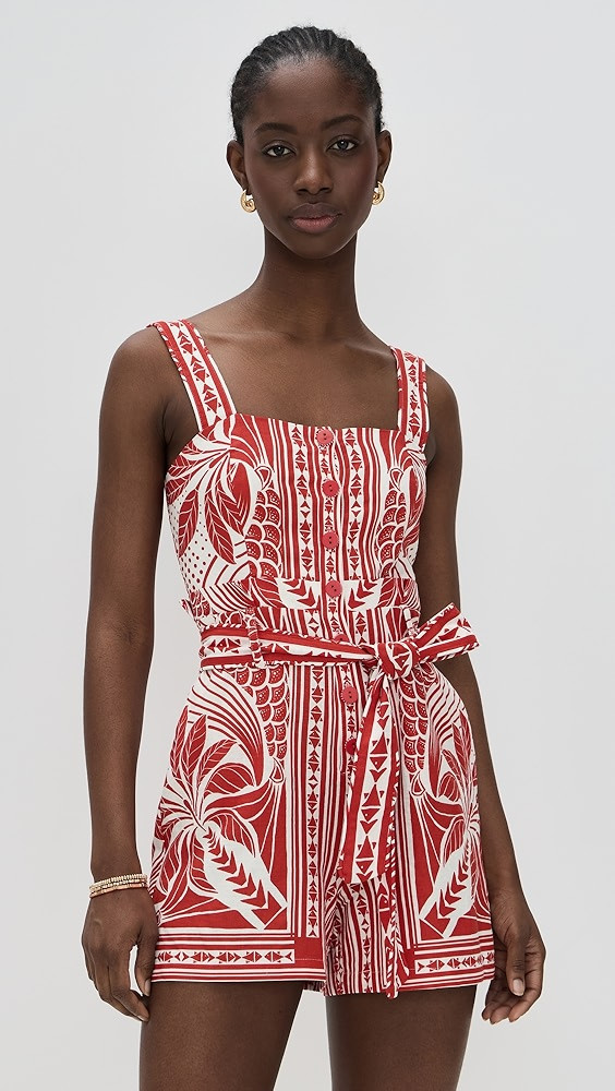 Monochrome Elegance Scarf Red Romper | Shopbop