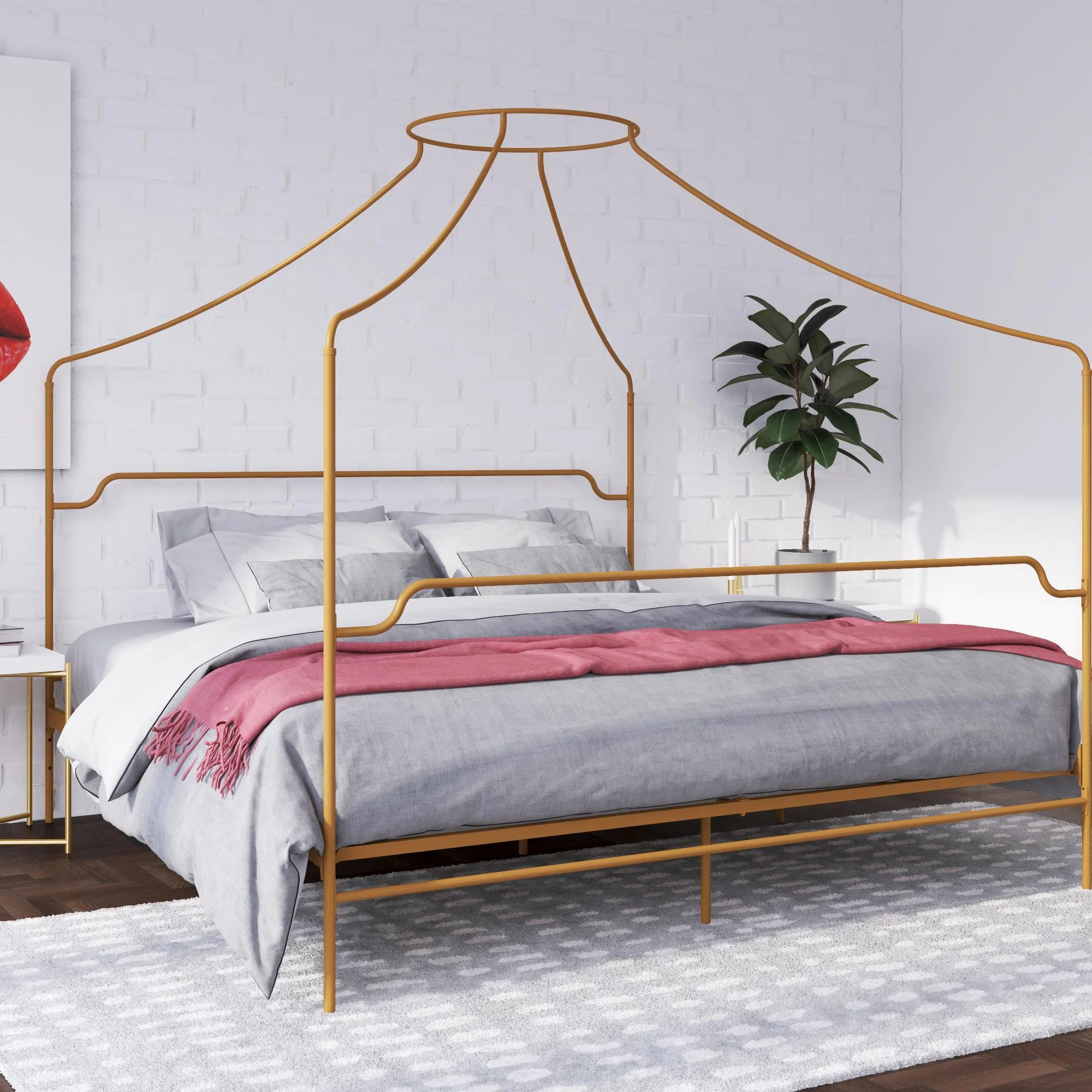 Novogratz Camilla Metal Canopy Bed, King Size Frame, Gold | Walmart (US)