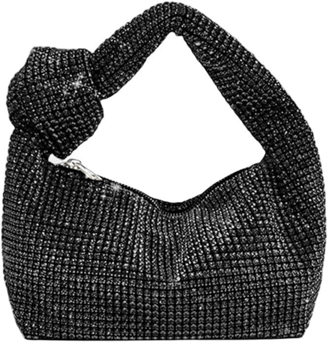UMREN Bling Full Glitter Knotted Handbag for Women Crystal Rhinestone Hobo Dumpling Bag Diamond E... | Amazon (US)