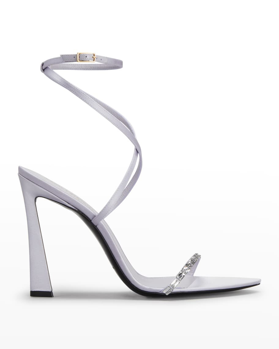 Saint Laurent 110mm Gippy Crystal Ankle-Strap Sandals | Neiman Marcus