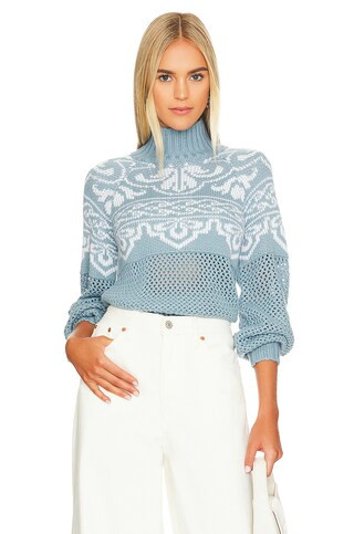 Tularosa Cayleen Fair Isle Sweater in Blue & Ivory from Revolve.com | Revolve Clothing (Global)