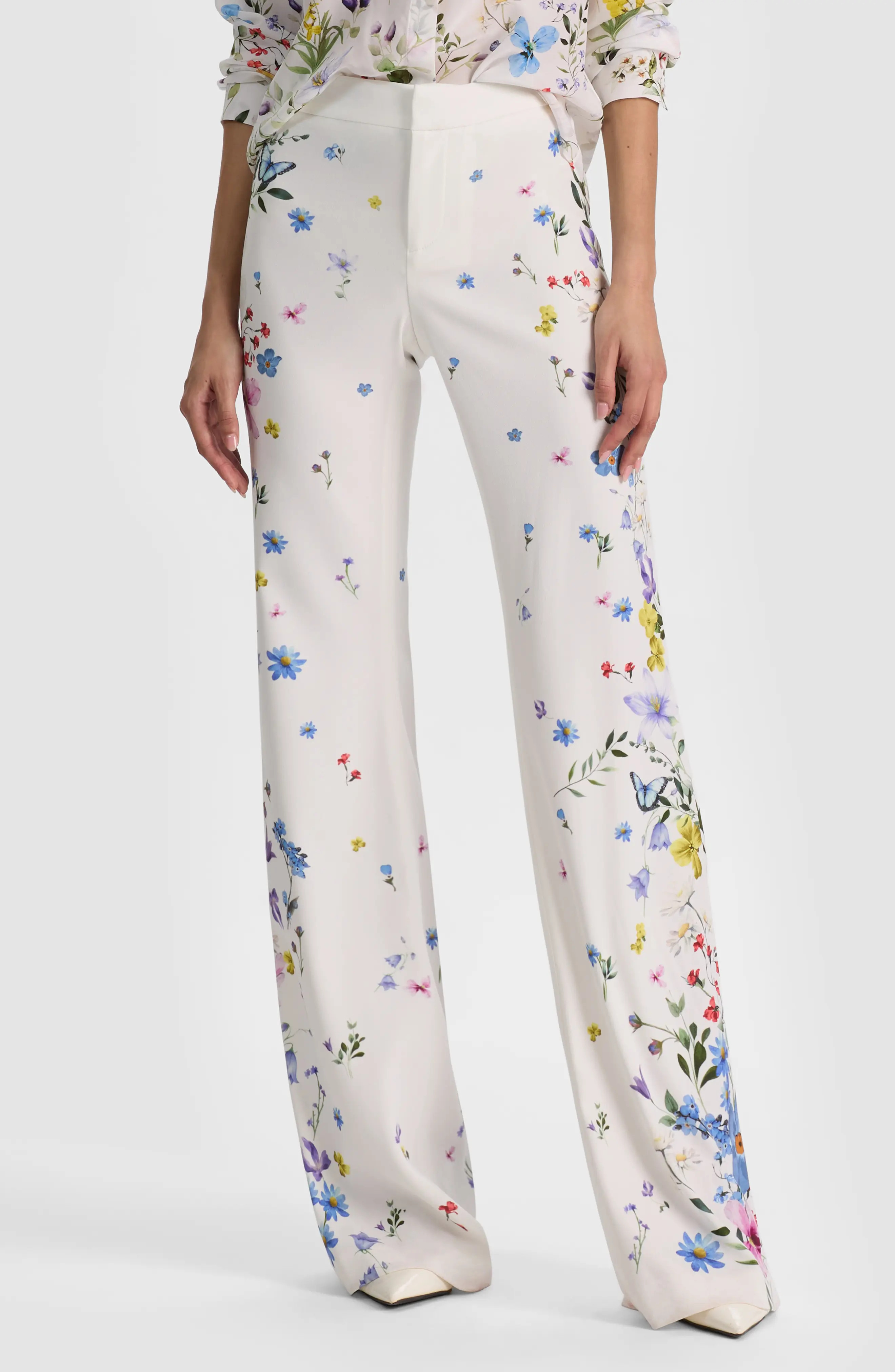 ALICE + OLIVIA Andrew Placed Floral Slim Bootcut Pants (Women) | Nordstromrack | Nordstrom Rack