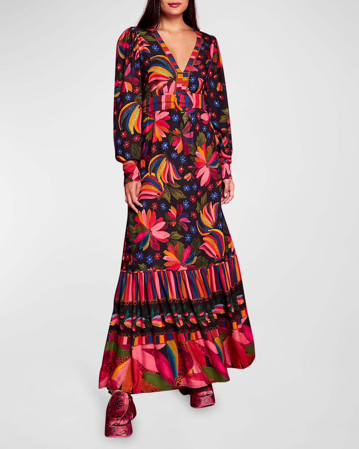 Banana Sky Printed V-Neck Maxi Dress | Neiman Marcus