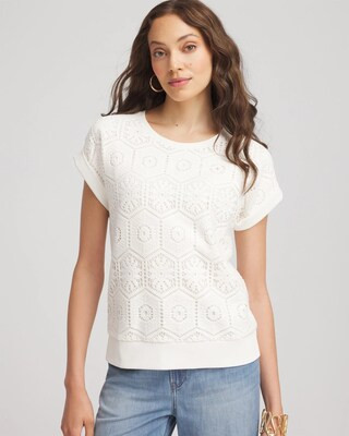 Women's Crocheted Cotton-Blend Shirt in White | Chico's | Chico's