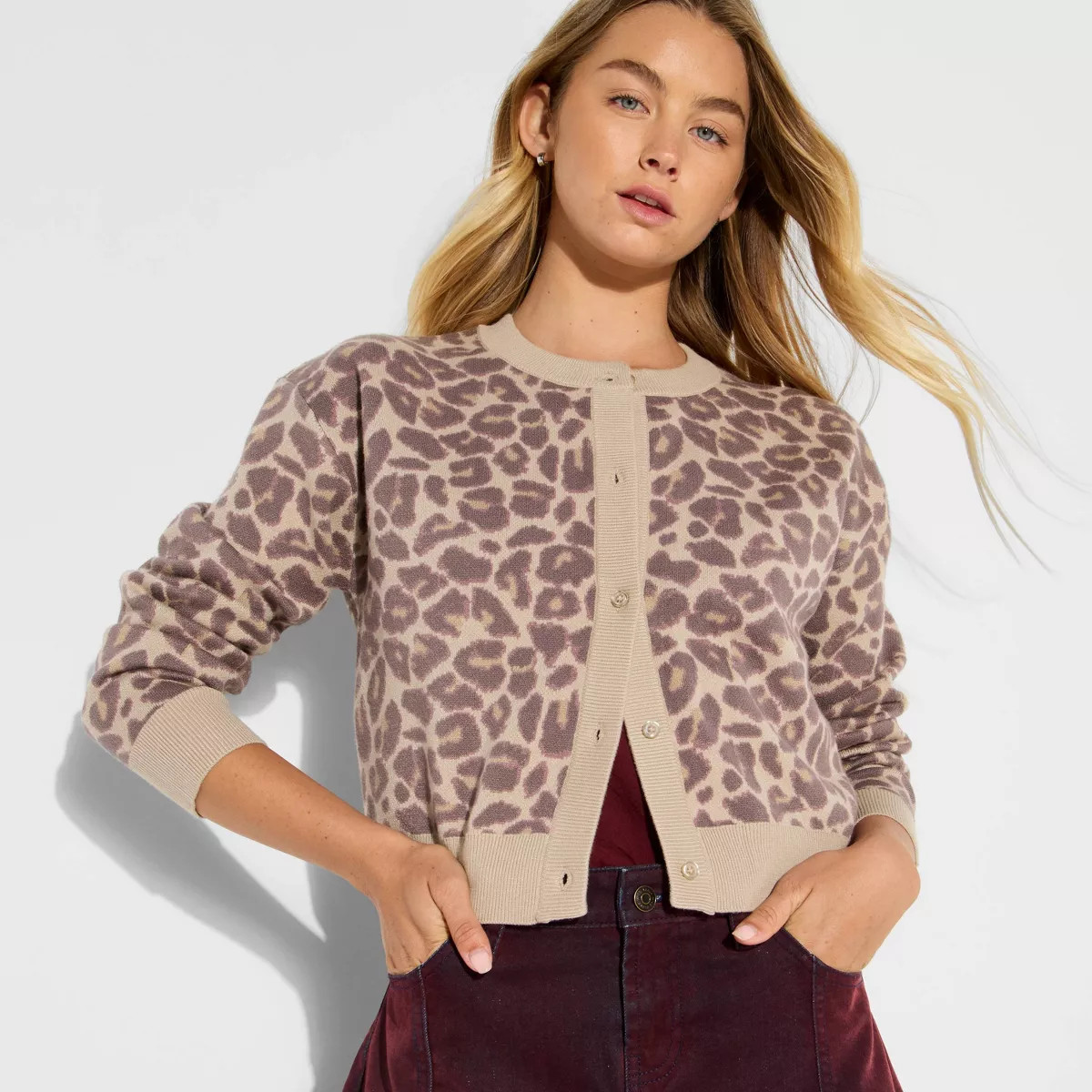 Women's Betty Boop Leopard Graphic Cardigan - Brown M | Target