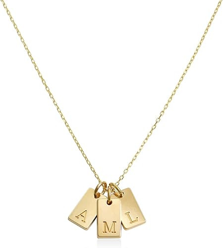 OAK & LUNA - Personalized Willow Tag Initial Necklace with Diamond Option - Dainty Gift for Her, ... | Amazon (US)