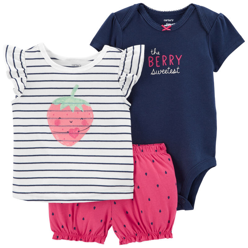 3-Piece Strawberry Little Short Set | Carter's