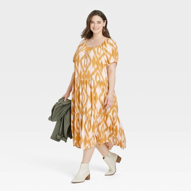 Women's Puff Short Sleeve Tiered A-Line Dress - Knox Rose™ | Target