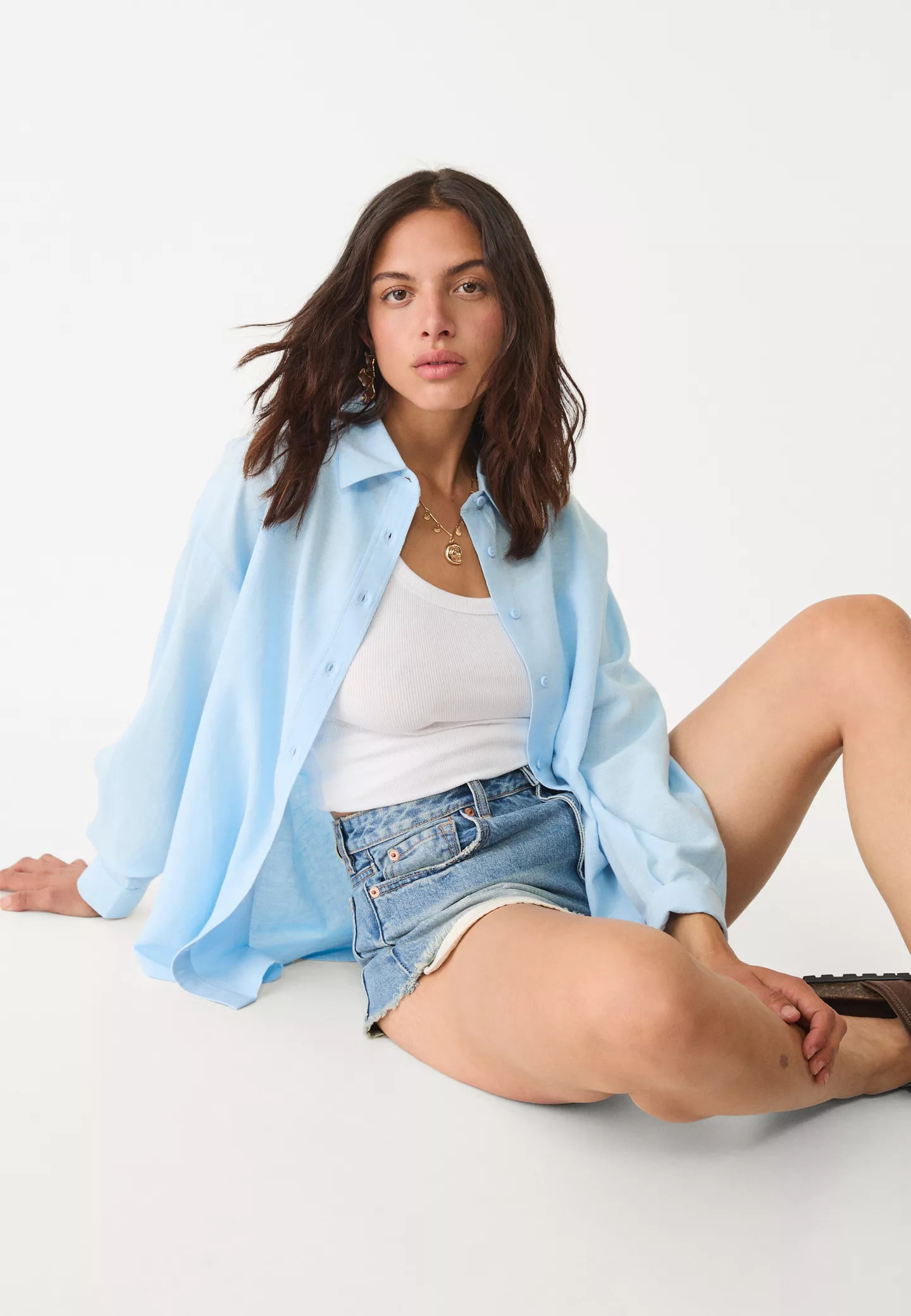 Linen blend shirt - Women's Shirts & Blouses | Stradivarius United Kingdom | Stradivarius (UK)