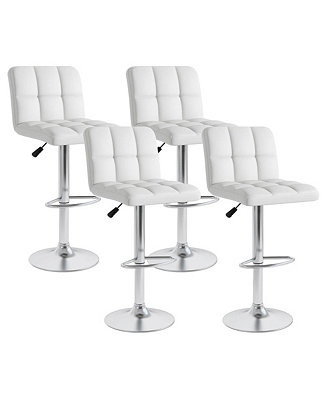 Modern Swivel Bar Stools Set of 4 with Heavy-duty Metal Base & Footrest Back | Macy's