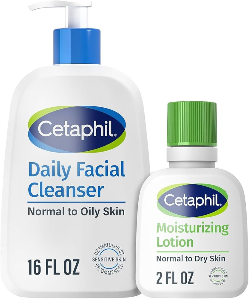 Cetaphil Daily Facial Cleanser, 16oz Moisturizing Lotion, 2oz | Amazon (US)